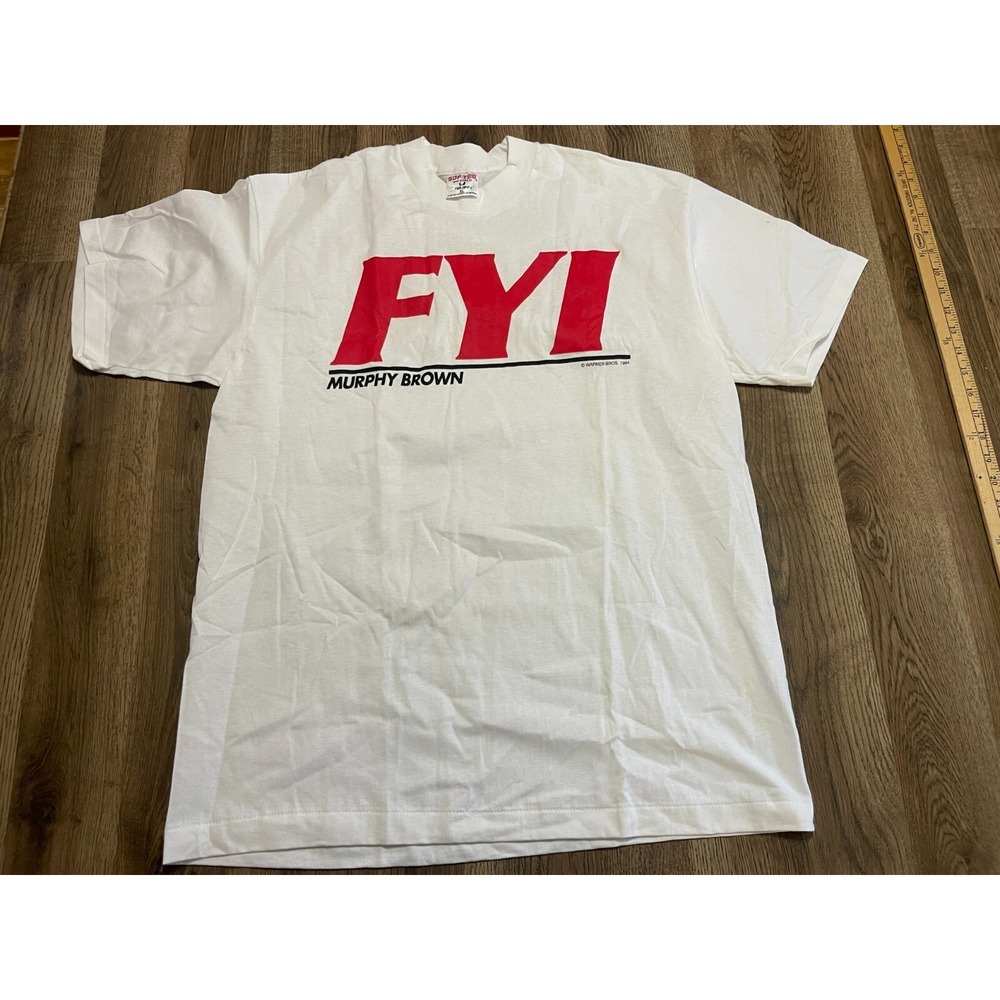 Sof Tee Shirt, Men's Size XL, White, FYI Murphy Brown Print, Short Sleeve